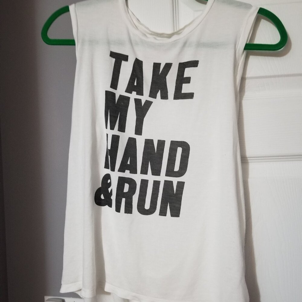 RACHEL Rachel Roy "Take My Hand & Run" Cut-Out [Back] Flowy-White-Tank